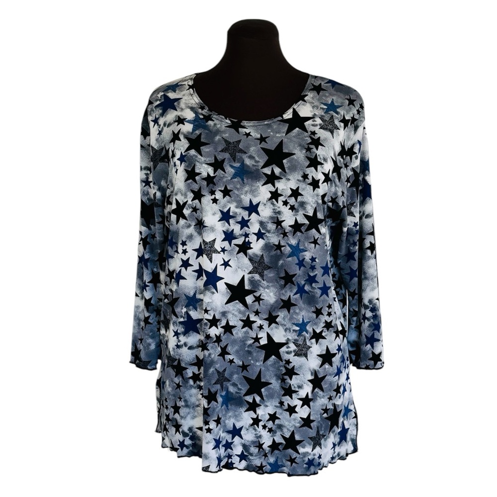 Jostar Slinky Stretch Travel Knit Stars Top Tunic